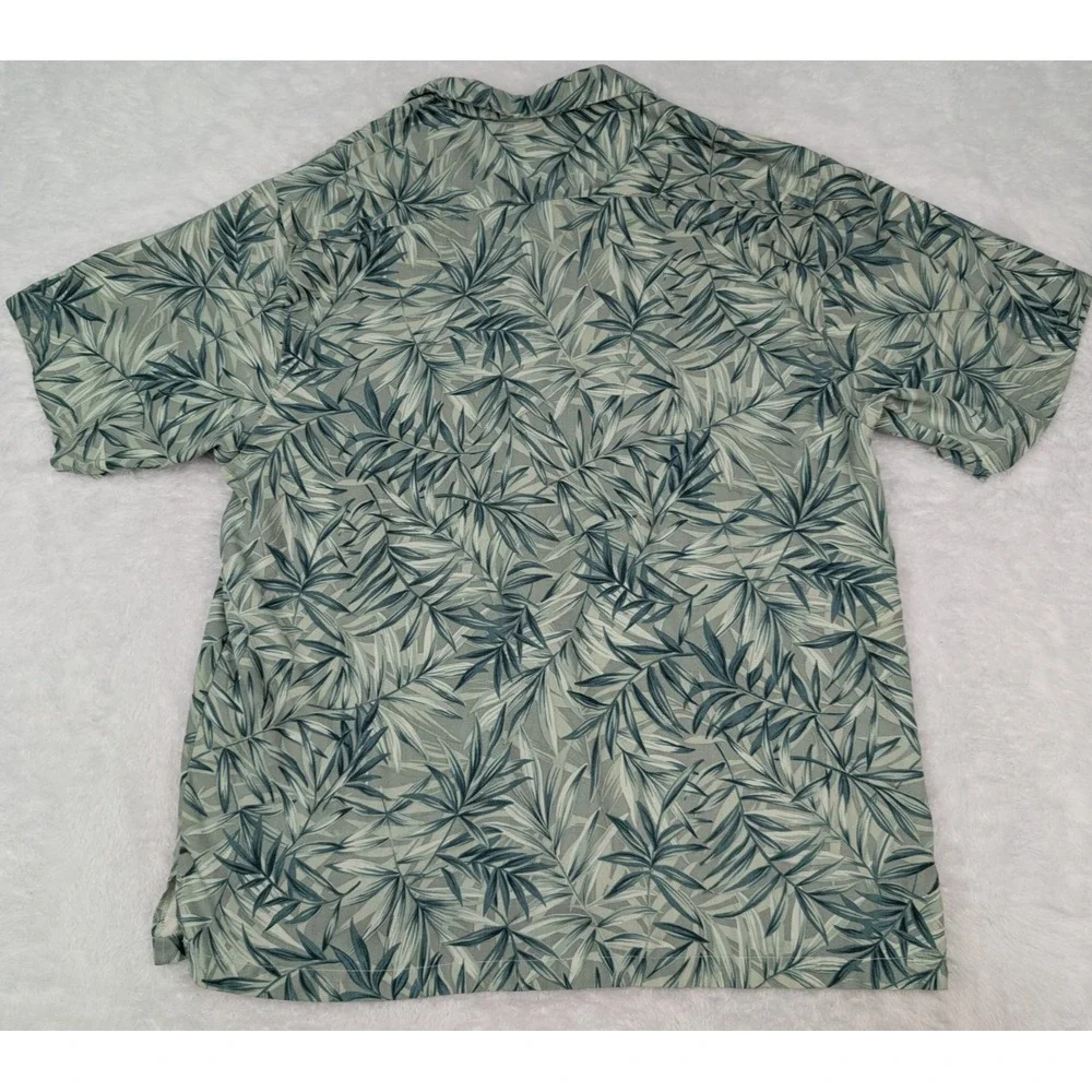 Tommy Bahama Silk‎ Shirt Men's Size XXL Short Sleeve Bamboo Leaf Print *Read